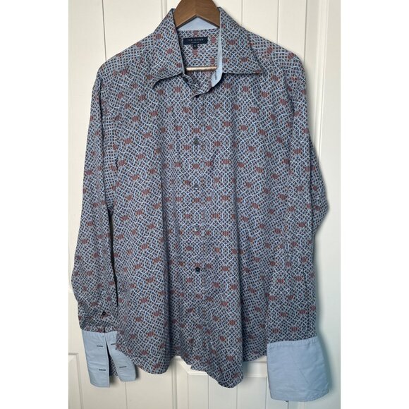 Ted Baker London Mens Geometric Pattern Long Sleeve Button-Up Shirt Size 5 (XL) - Picture 1 of 10